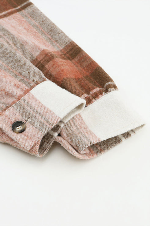 Plaid Print Flap Pockets Long Shacket